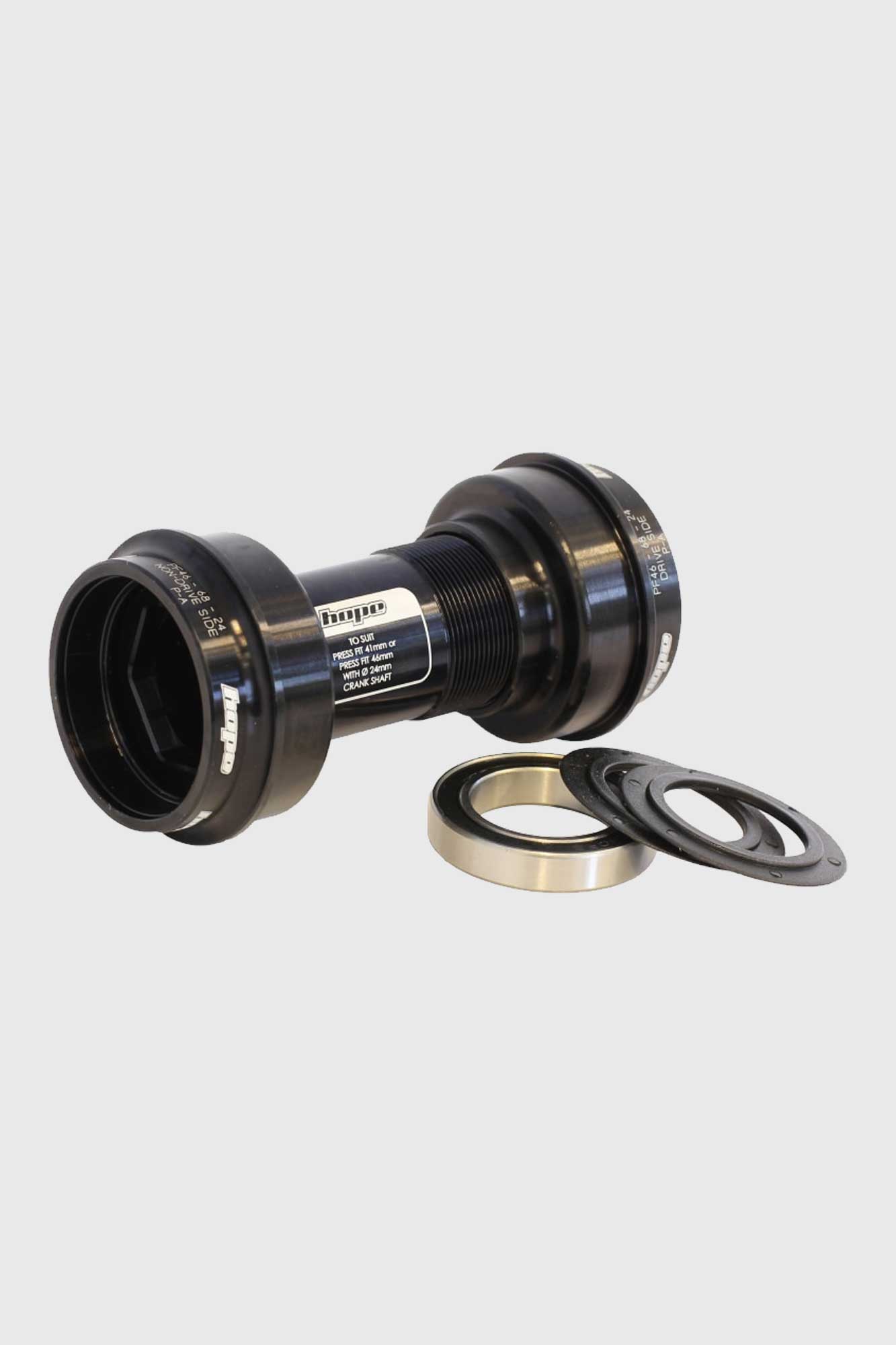 Hope Pressfit Bottom Bracket PF46 - 83mm Internal Bearing (Short) Stainless Black 30mm