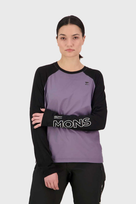 Mons Royale Womens Tarn Merino Shift Wind Jersey - Shark/Black