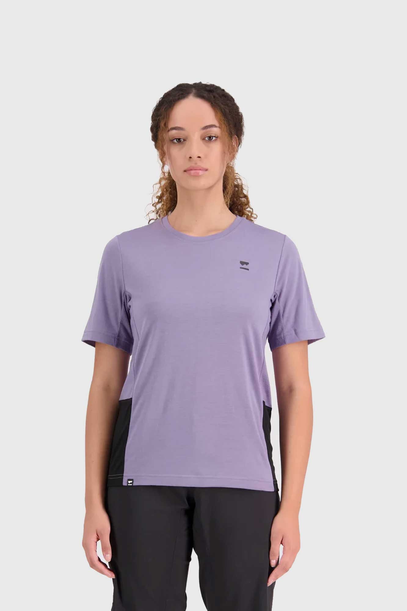 Mons Royale Womens Tarn Merino Shift Tee - Thistle/Black