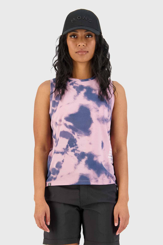 Mons Royale Womens Icon Relaxed Tank - Denim Tie Dye