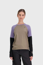 Load image into Gallery viewer, Mons Royale Womens Tarn Merino Shift Wind Jersey - Walnut/Black/Thistle