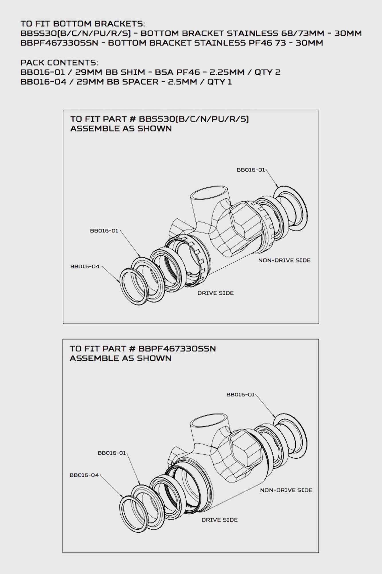 Hope 29mm DUB Bottom Bracket Conversion Kit