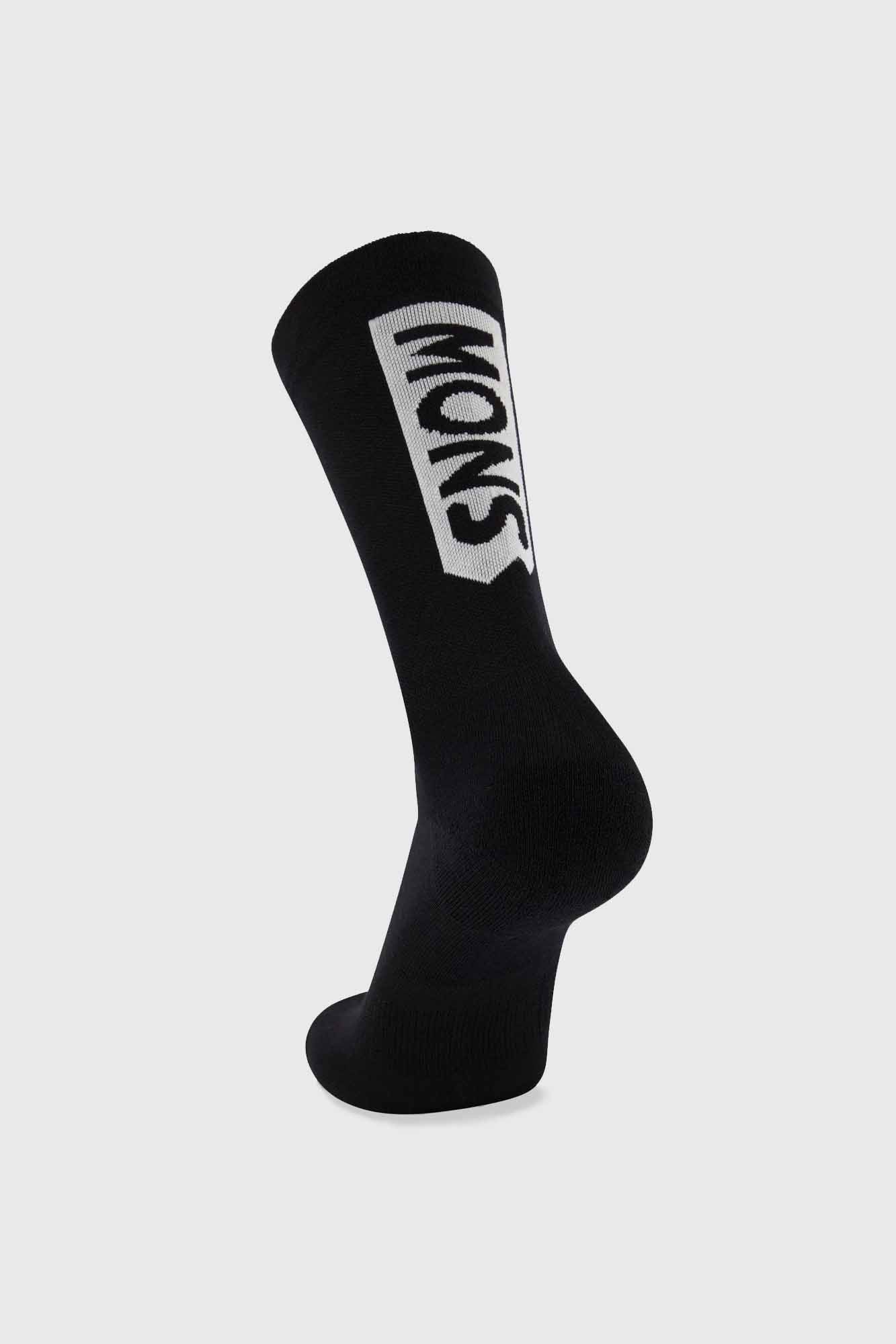 Mons Royale Atlas Crew Sock - Large Logo Black